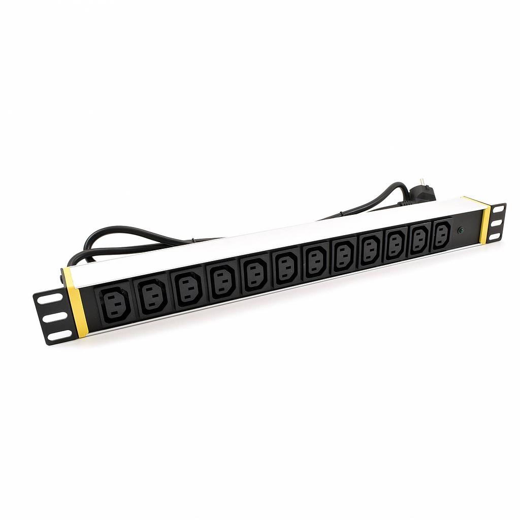 PDU 19" 1U 12-port PVC panel EU