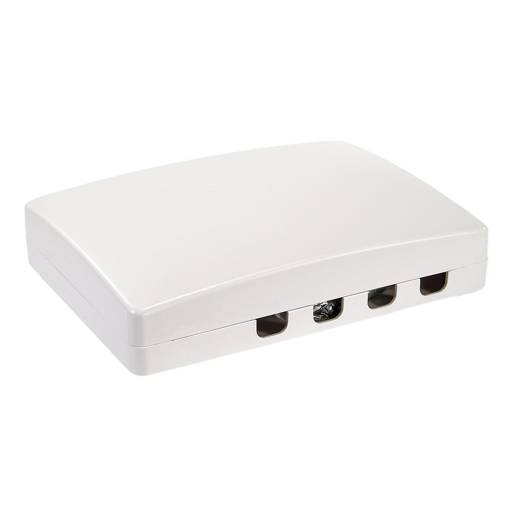 FiberTech wall outlet opbouw 4 poorten met splicetray en scharnierend deksel